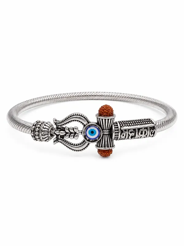 1_GM_Silver_Plated_Mahakal_Bracelet_with_Red_Bead_&_Evil_Eye_Charm_–_Free_Size