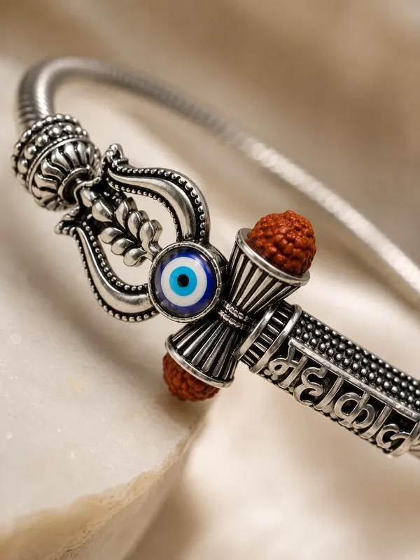 1_GM_Silver_Plated_Mahakal_Bracelet_with_Red_Bead_&_Evil_Eye_Charm_–_Free_Size