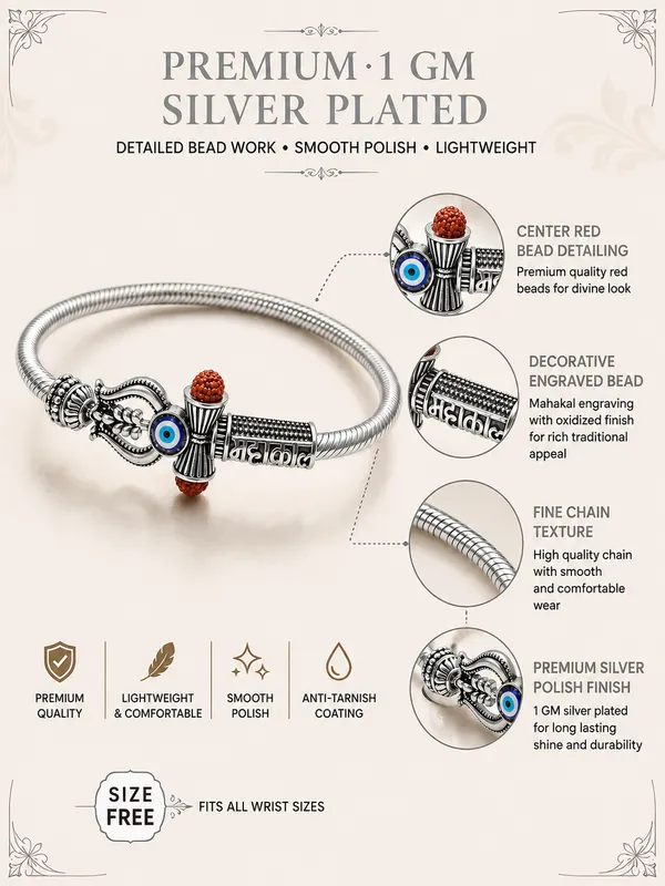 1_GM_Silver_Plated_Mahakal_Bracelet_with_Red_Bead_&_Evil_Eye_Charm_–_Free_Size