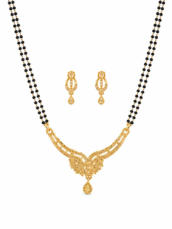 1_Gram_Gold_Plated_2_Line_Black_Beaded_Mangalsutra_with_Locket_&_Matching_Earrings
