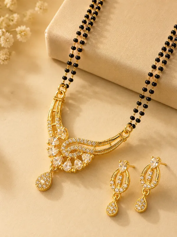 1_Gram_Gold_Plated_2_Line_Black_Beaded_Mangalsutra_with_Locket_&_Matching_Earrings