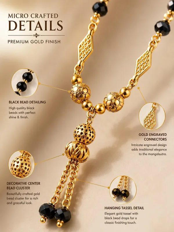 1_Gram_Gold_Plated_Black_Beaded_Mangalsutra_with_Textured_Gold_Connectors_&_Center_Pendant_–_20_Inch