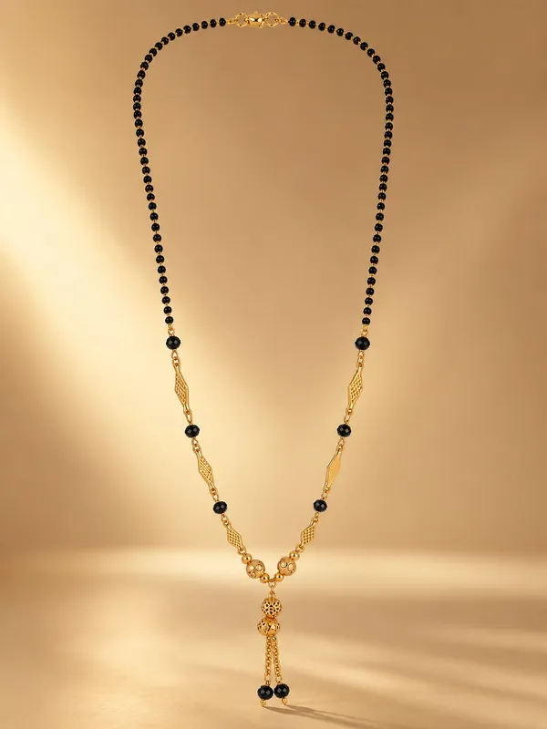 1_Gram_Gold_Plated_Black_Beaded_Mangalsutra_with_Textured_Gold_Connectors_&_Center_Pendant_–_20_Inch