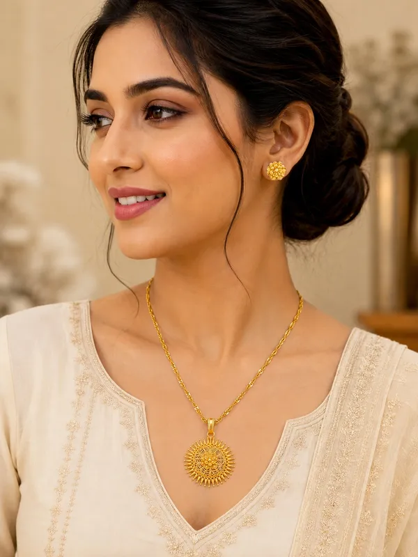 1_Gram_Gold_Plated_Heart_Pendant_Set_with_Chain_&_Matching_Earrings