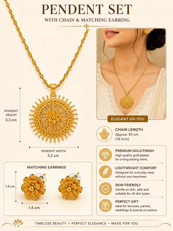 1_Gram_Gold_Plated_Heart_Pendant_Set_with_Chain_&_Matching_Earrings