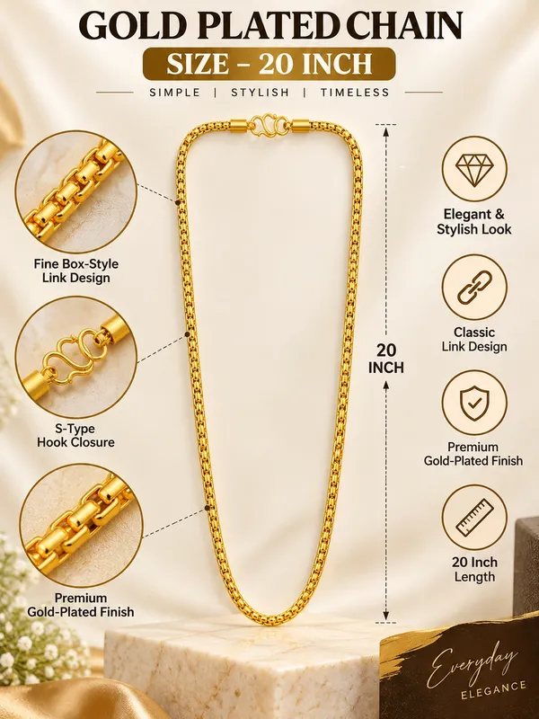20_Inch_Gold_Plated_Box_Link_Chain_with_S-Type_Hook_Closure_for_Women