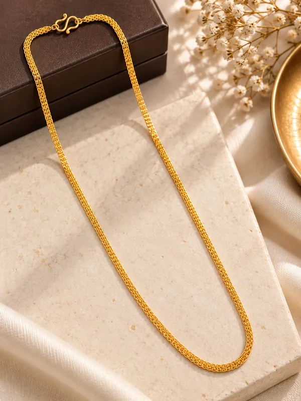 20_Inch_Gold_Plated_Woven_Link_Chain_with_S-Type_Hook_Closure_for_Women