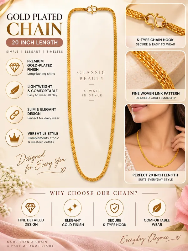 20_Inch_Gold_Plated_Woven_Link_Chain_with_S-Type_Hook_Closure_for_Women