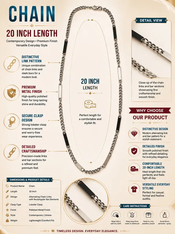 20_Inch_Silver_Tone_Chain_with_Alternating_Link_&_Bar_Design