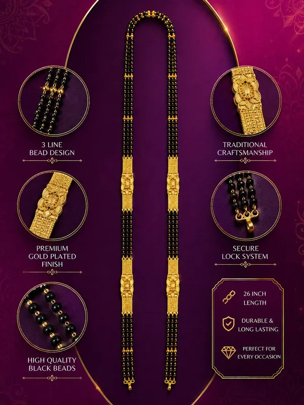 3-Line_Black_Bead_Gold_Plated_Traditional_Mangalsutra