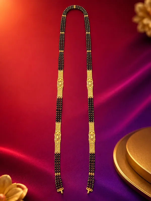 3-Line_Black_Bead_Gold_Plated_Traditional_Mangalsutra