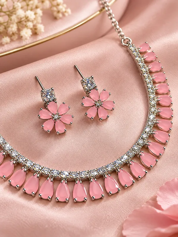AD_Stone_Pink_Teardrop_Necklace_Set_with_Matching_Earrings