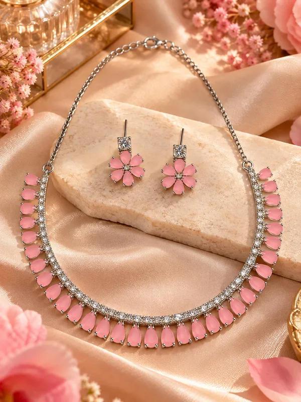 AD_Stone_Pink_Teardrop_Necklace_Set_with_Matching_Earrings