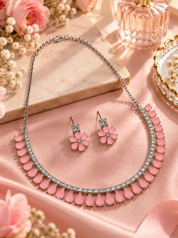 AD_Stone_Pink_Teardrop_Necklace_Set_with_Matching_Earrings