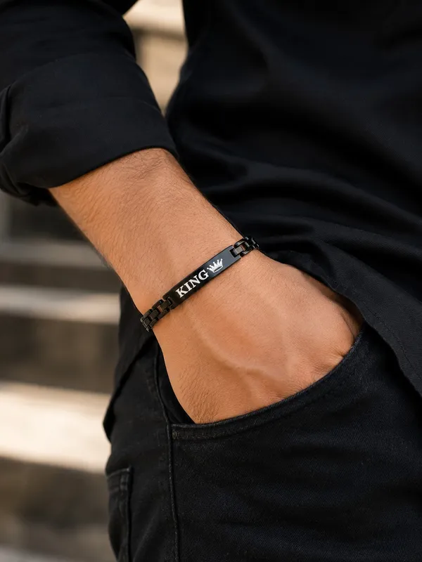 Black_King_Stainless_Steel_Bracelet_for_Men_–_Adjustable_Free_Size_with_Crown_Engraving