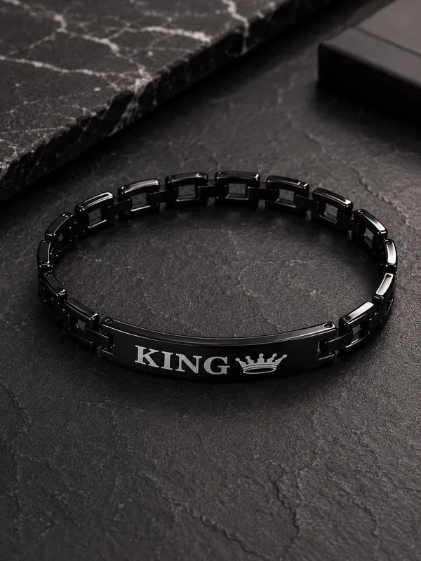 Black_King_Stainless_Steel_Bracelet_for_Men_–_Adjustable_Free_Size_with_Crown_Engraving