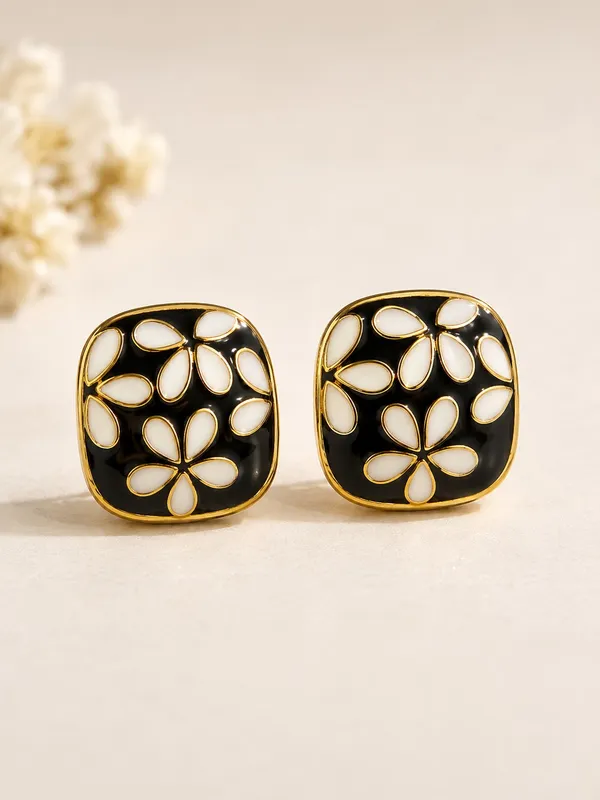 Black_&_White_Meenakari_Floral_Square_Stud_Earrings