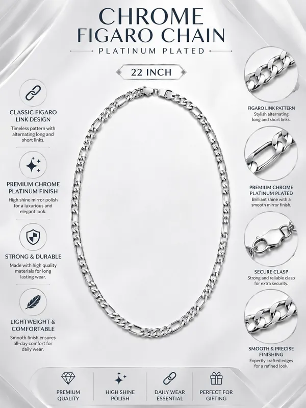 Chrome_Figaro_Chain_–_22_Inch