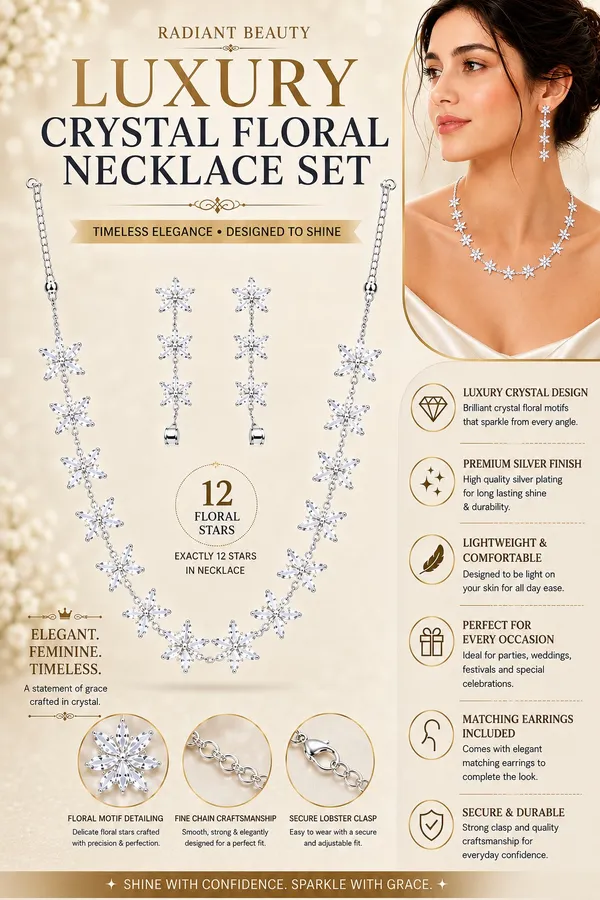 Crystal_Floral_Necklace_Set_with_Matching_Drop_Earrings_–_Silver_Finish