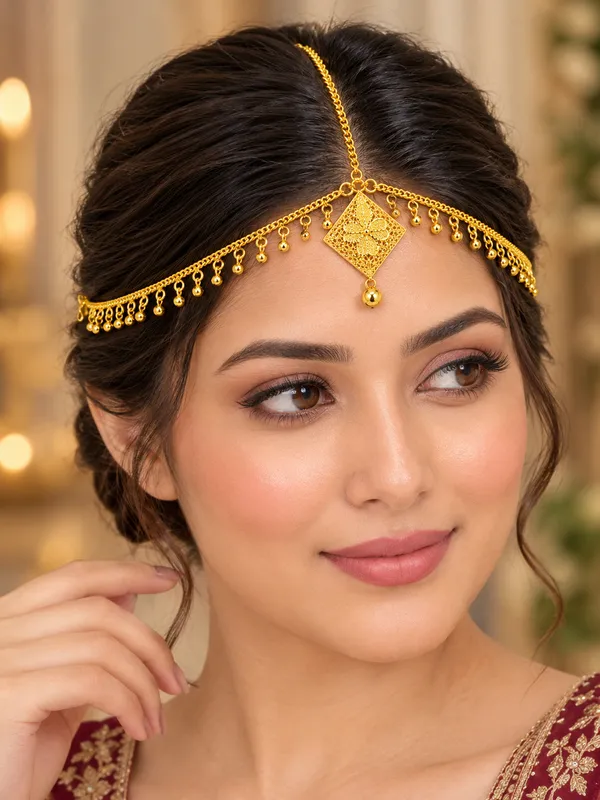 Damdi_Tika_Matha_Patti_Gold_Tone_Floral_Filigree_Traditional_Forehead_Jewellery