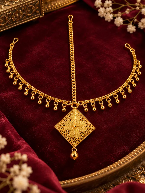 Damdi_Tika_Matha_Patti_Gold_Tone_Floral_Filigree_Traditional_Forehead_Jewellery