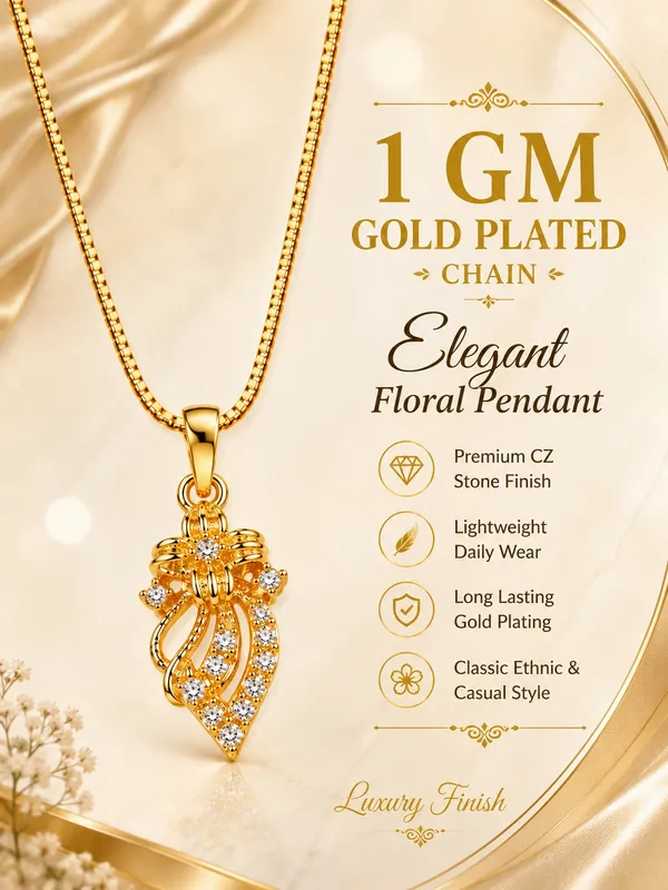 Elegant_Floral_CZ_Gold_Plated_Pendant_Chain