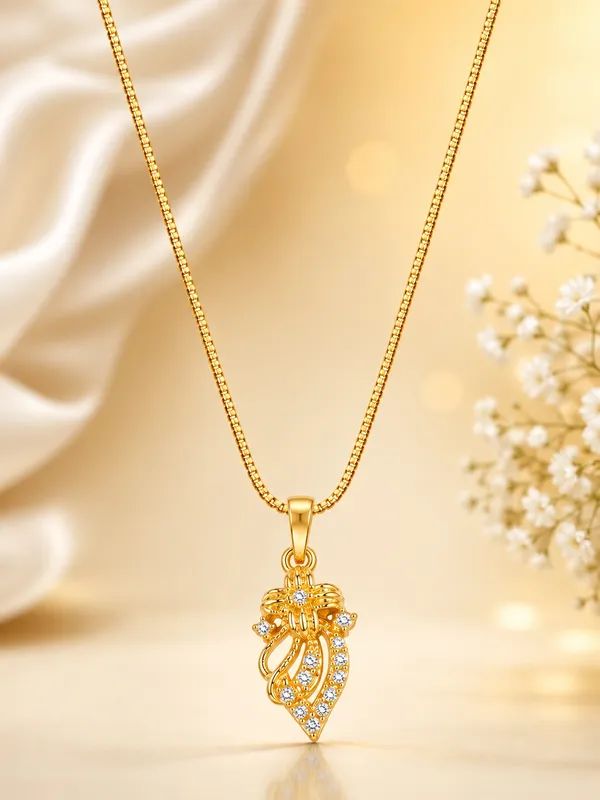 Elegant_Floral_CZ_Gold_Plated_Pendant_Chain