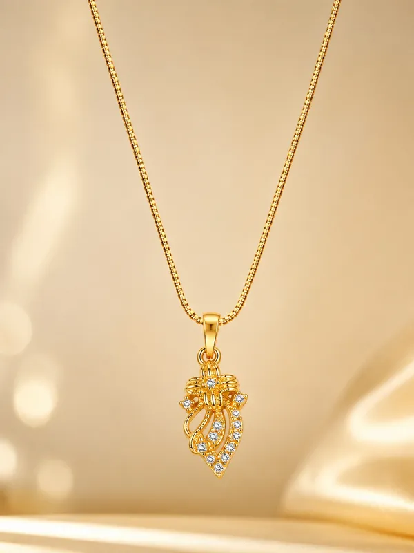 Elegant_Floral_CZ_Gold_Plated_Pendant_Chain