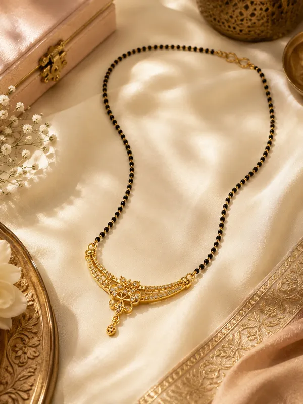 Elegant_Gold_Plated_Black_Beaded_Chain_Necklace_Set_with_Floral_Pendant_&_Matching_Earrings_18_INCH