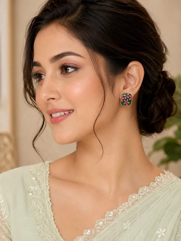 Elegant_Meenakari_Floral_Square_Stud_Earrings