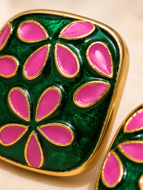 Elegant_Meenakari_Floral_Square_Stud_Earrings