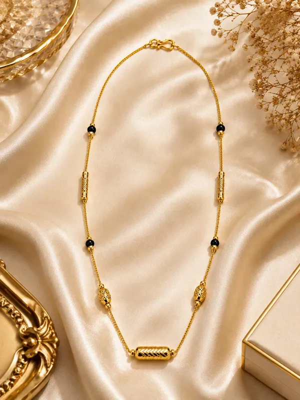Elegant_One_Gram_Gold_Plated_Black_Bead_Chain_18_INCH
