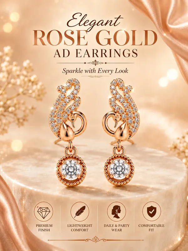 Elegant_Peacock_Sparkle_Rose_Gold_AD_Drop_Earrings