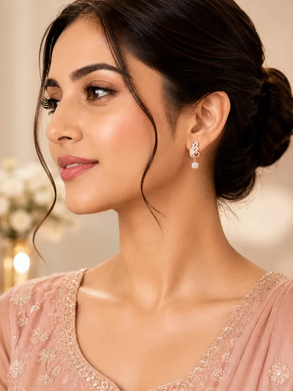 Elegant_Peacock_Sparkle_Rose_Gold_AD_Drop_Earrings