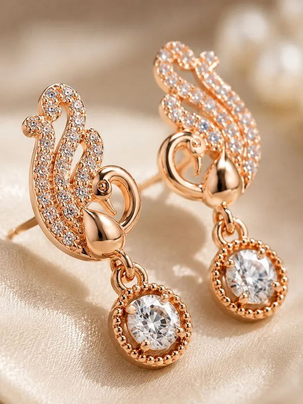 Elegant_Peacock_Sparkle_Rose_Gold_AD_Drop_Earrings