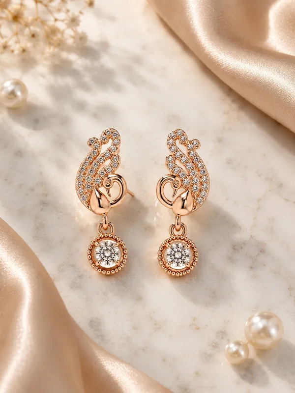 Elegant_Peacock_Sparkle_Rose_Gold_AD_Drop_Earrings