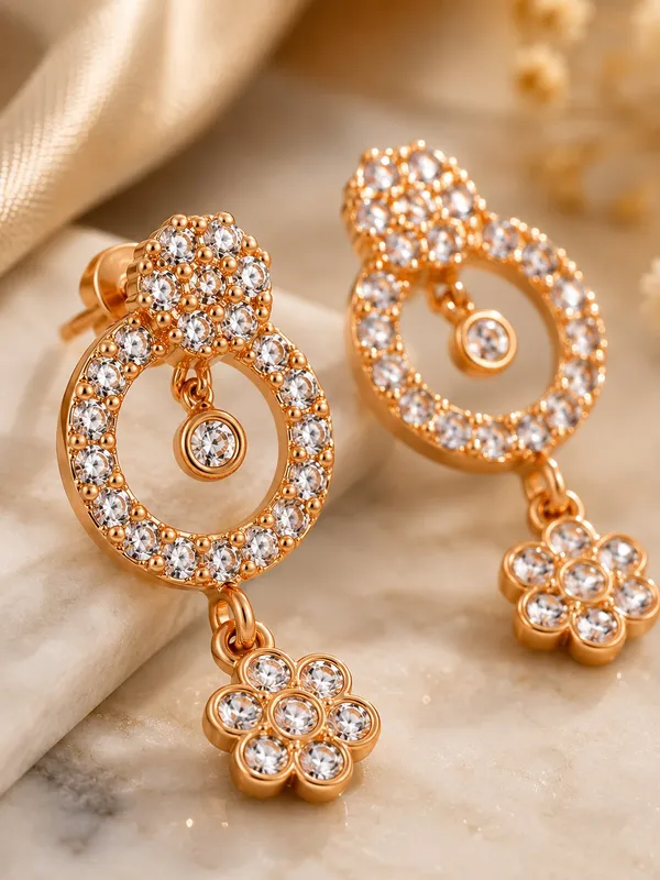 Elegant_Rose_Gold_AD_Circular_Floral_Drop_Earrings