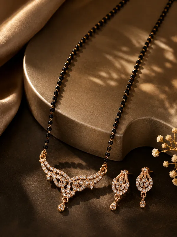 Elegant_Rose_Gold_Plated_Black_Beaded_Necklace_Set_with_Designer_Pendant_&_Earrings_18_INCH