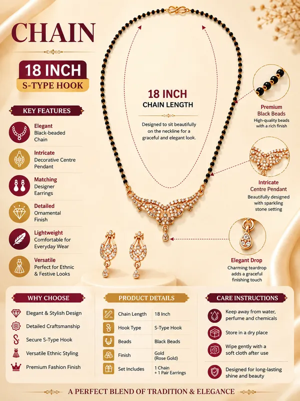 Elegant_Rose_Gold_Plated_Black_Beaded_Necklace_Set_with_Designer_Pendant_&_Earrings_18_INCH