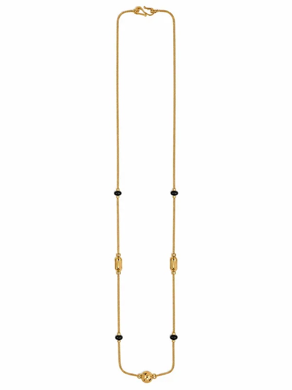 Gold_Plated_18_Inch_Black_Beaded_Chain_with_Decorative_Gold_Elements_&_S-Type_Hook_for_Women