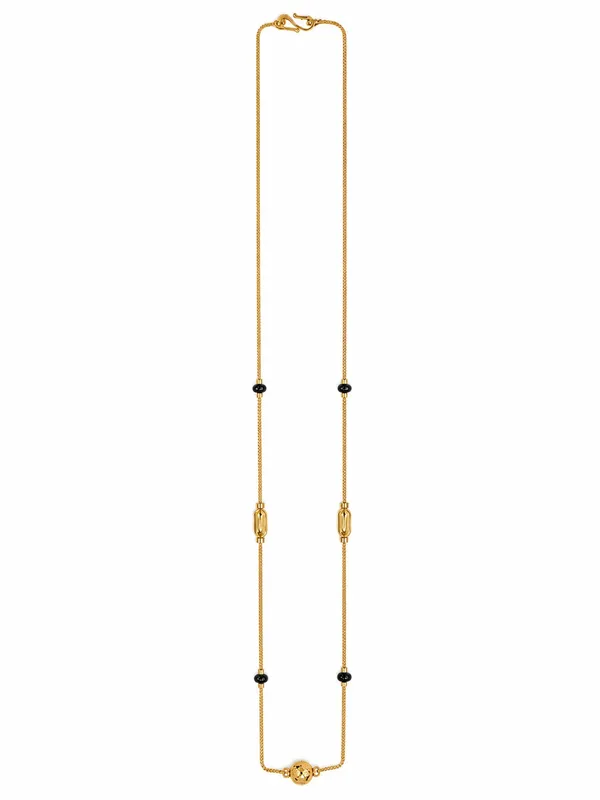 Gold_Plated_18_Inch_Black_Beaded_Chain_with_Decorative_Gold_Elements_&_S-Type_Hook_for_Women