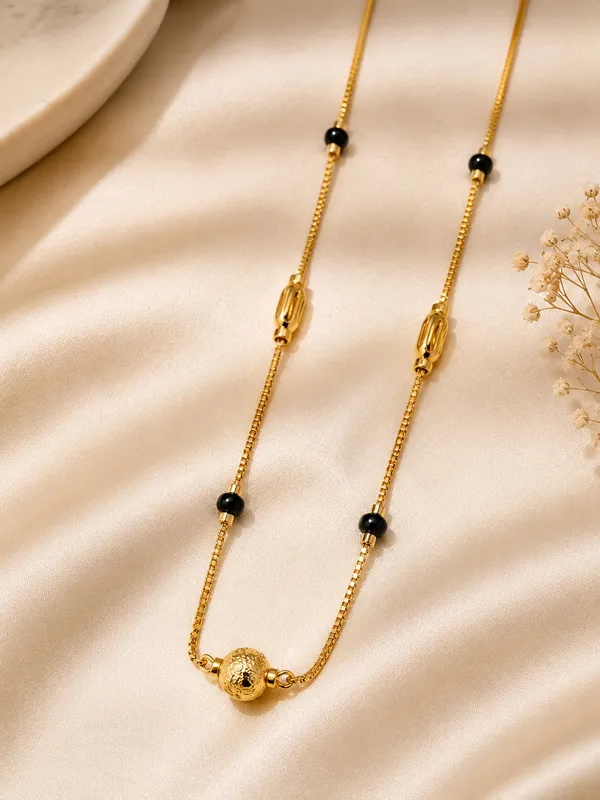 Gold_Plated_18_Inch_Black_Beaded_Chain_with_Decorative_Gold_Elements_&_S-Type_Hook_for_Women