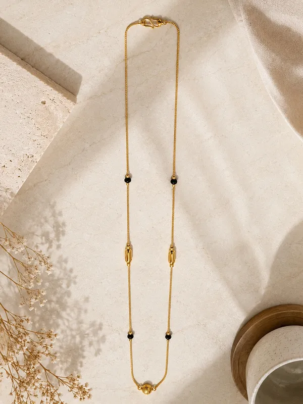 Gold_Plated_18_Inch_Black_Beaded_Chain_with_Decorative_Gold_Elements_&_S-Type_Hook_for_Women