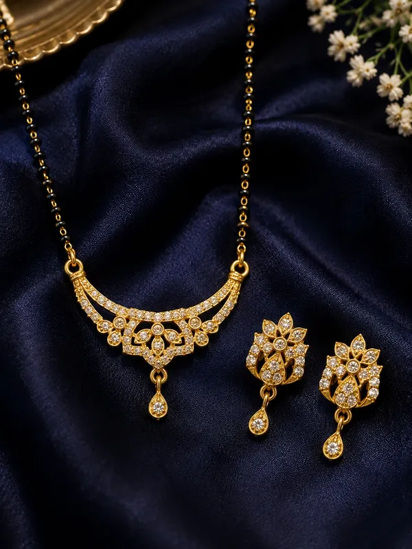 Gold_Plated_Black_Beaded_Floral_Necklace_Set_with_Matching_Earrings