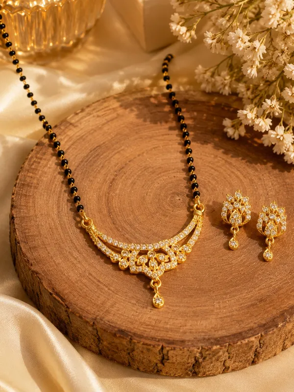 Gold_Plated_Black_Beaded_Floral_Necklace_Set_with_Matching_Earrings