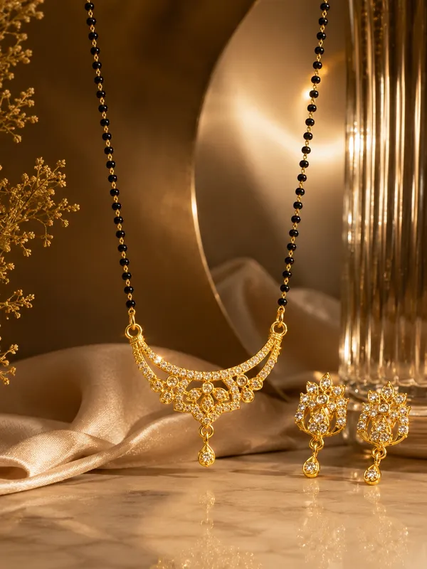 Gold_Plated_Black_Beaded_Floral_Necklace_Set_with_Matching_Earrings