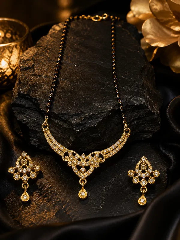 Gold_Plated_Black_Beaded_Necklace_Set_with_Matching_Earrings