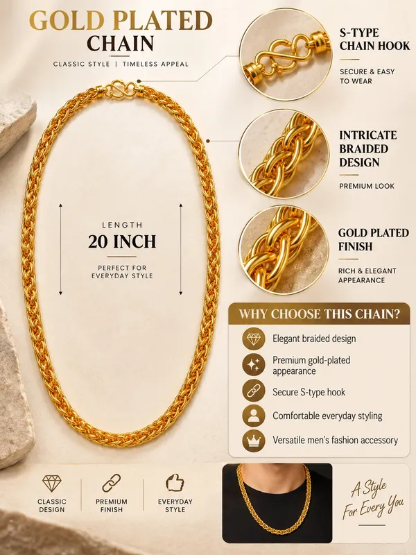Gold_Plated_Braided_Chain_for_Men_–_20_Inch_with_S-Type_Hook