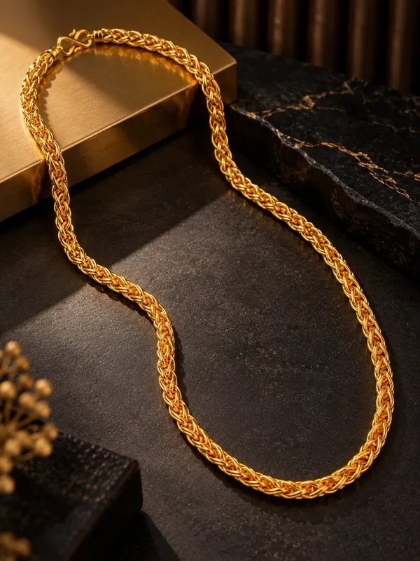 Gold_Plated_Braided_Chain_for_Men_–_20_Inch_with_S-Type_Hook