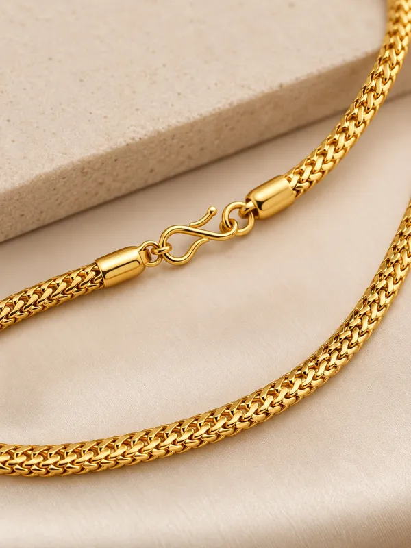 Gold_Plated_Fine_Woven_Chain_–_20_Inch_with_S-Type_Hook